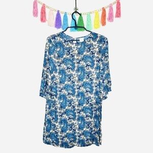 H&M Light beige/paisley-patterned Boho Western Shift Dress Size 12